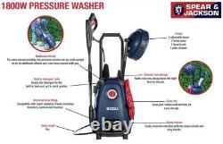 Power Washer 1800w Spear and Jackson Patio Cleaner Car Washer 6m Hose