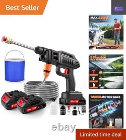 Powerful 21V Cordless Pressure Washer for Outdoor Cleaning + 2 Spare Batteries
