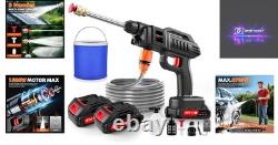 Powerful 21V Cordless Pressure Washer for Outdoor Cleaning + 2 Spare Batteries