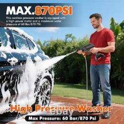 Powerful 21V Cordless Pressure Washer for Outdoor Cleaning + 2 Spare Batteries