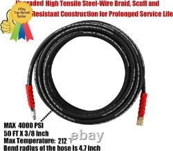 Pressure Washer Hose, 3/8 Inch X 50 FT, Quick Connect, 4000 PSI, High Tensile