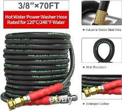 Pressure Washer Hose 70 FT×3/8 Inch 4800Psi for Cold and Hot Water Max 248°F wit