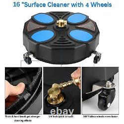 Pressure Washer Surface Cleaner 2 Extension Poles 3600 PSI Max Pressure Power