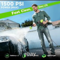 Rivlox Cordless Pressure Washer, 1500 PSI Portable Power Washer Black Green