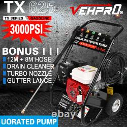 VEHPRO Petrol Power Pressure Jet Washer 3000PSI 6.5HP Engine With G-un Hose