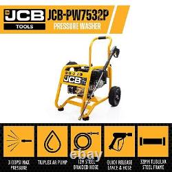 Laveuse à pression JCB-PW7532P à essence de qualité JCB Grade A, puissante de 3100 psi / 213 bar et moteur de 7.5 chevaux.