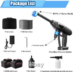Laveuse à pression sans fil avec 2 batteries, puissance sans fil élevée de 96V 30Bar/434PSI