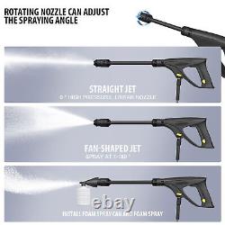 Laveuse haute pression électrique avec buse de connexion rapide, canon à mousse et tuyau de 7m