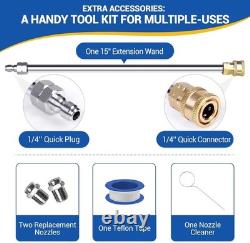 MEKOH 14 Nettoyeur Haute Pression Nettoyeur de Surface 4500PSI 4 Roues Acier Inoxydable Puissant