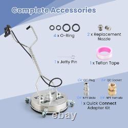 Nettoyeur de surface en acier inoxydable avec roulettes, nettoyeur haute pression de 4000 PSI