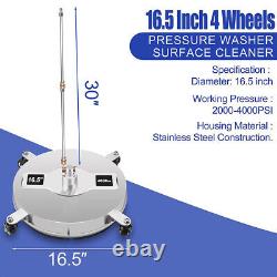 Nettoyeur de surface en acier inoxydable pour nettoyeur haute pression de 16,5 pouces et 4000 PSI