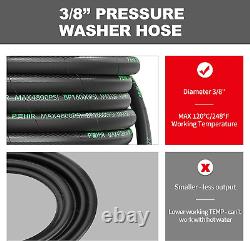 Tuyau de nettoyeur haute pression 70 pi x 3/8 pouces 4800 psi pour eau froide et chaude Max 248°F avec