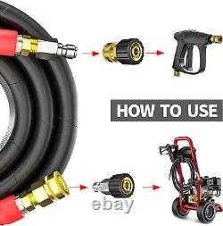 Tuyau de nettoyeur haute pression 70 pi x 3/8 pouces 4800 psi pour eau froide et chaude Max 248°F avec