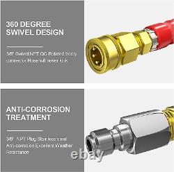Tuyau de nettoyeur haute pression 70 pi x 3/8 pouces 4800 psi pour eau froide et chaude Max 248°F avec