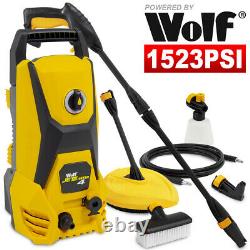 Wolf Electric Pressure Washer 1523psi Water Power Jet Patio Cleaner & Buse